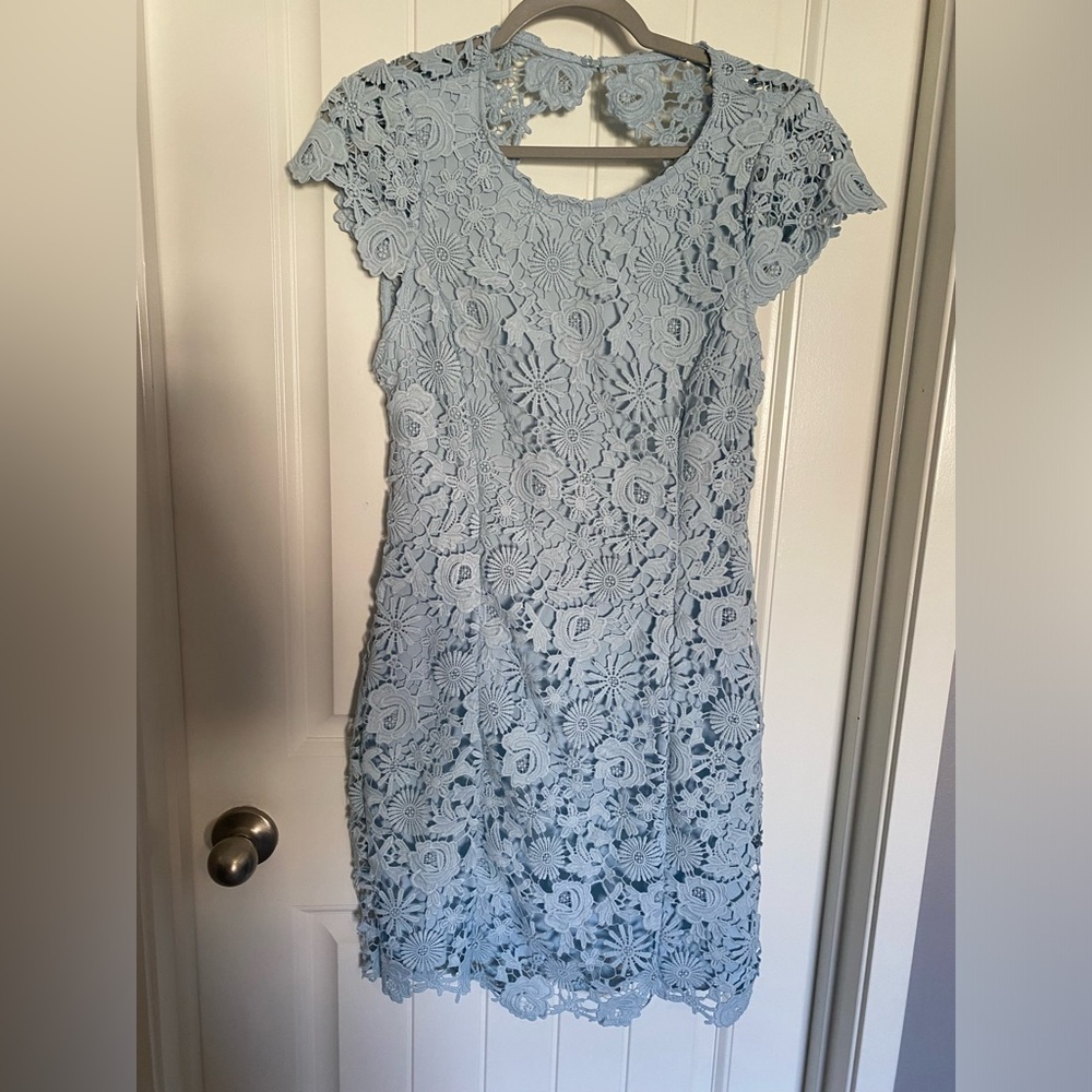 Light Blue Lace Open Back Lulus Mini Dress